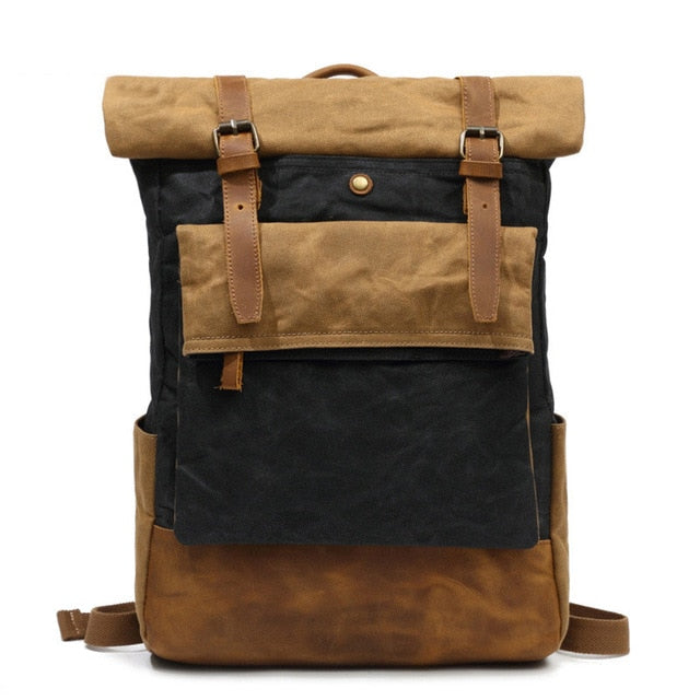 Oil wax Canvas with Leather Rucksack